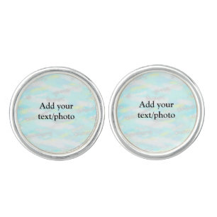 Simple pastel glitter colorful add your text photo cufflinks
