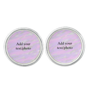 Simple pastel glitter colorful add your text photo cufflinks