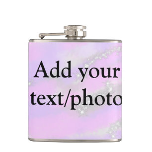 Simple pastel glitter colorful add your text photo flask