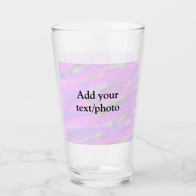 Simple pastel glitter colorful add your text photo glass (Front)