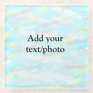 Simple pastel glitter colorful add your text photo glass coaster