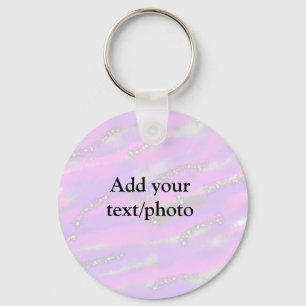 Simple pastel glitter colorful add your text photo keychain