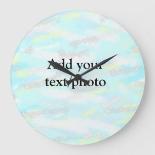 Simple pastel glitter colorful add your text photo large clock