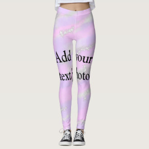 Simple pastel glitter colorful add your text photo leggings