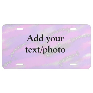 Simple pastel glitter colorful add your text photo license plate