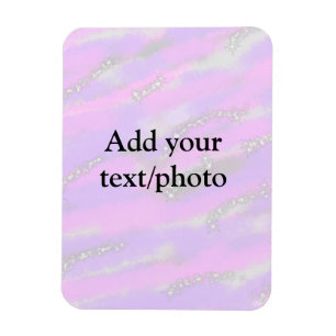 Simple pastel glitter colorful add your text photo magnet