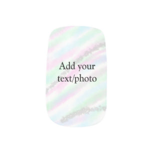Simple pastel glitter colorful add your text photo minx nail art