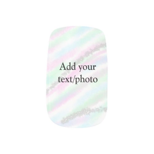 Simple pastel glitter colorful add your text photo minx nail art
