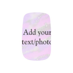 Simple pastel glitter colorful add your text photo minx nail art
