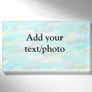 Simple pastel glitter colorful add your text photo name tag