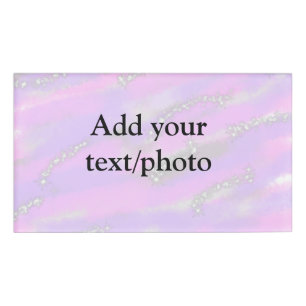 Simple pastel glitter colorful add your text photo name tag