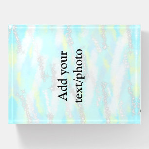 Simple pastel glitter colorful add your text photo paperweight