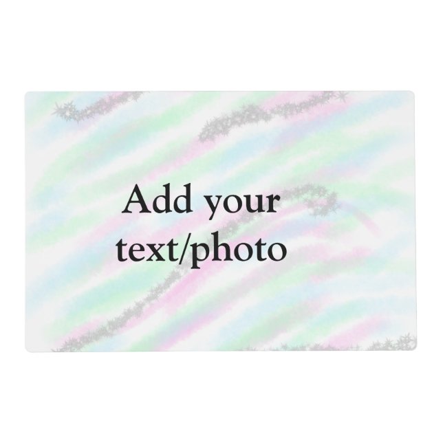 Simple pastel glitter colorful add your text photo placemat (Front)
