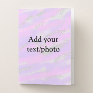 Simple pastel glitter colorful add your text photo pocket folder