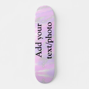 Simple pastel glitter colorful add your text photo skateboard