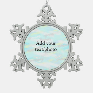 Simple pastel glitter colorful add your text photo snowflake pewter christmas ornament