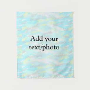 Simple pastel glitter colorful add your text photo tapestry