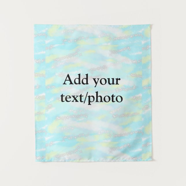Simple pastel glitter colorful add your text photo tapestry (Front)