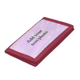 Simple pastel glitter colorful add your text photo tri-fold wallet
