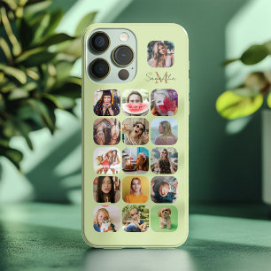 Simple Pastel Green 16 Photo Keepsake iPhone 16 Pro Max Case