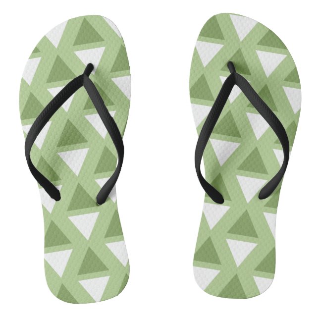 Simple pastel green geometric pattern flip flops (Footbed)