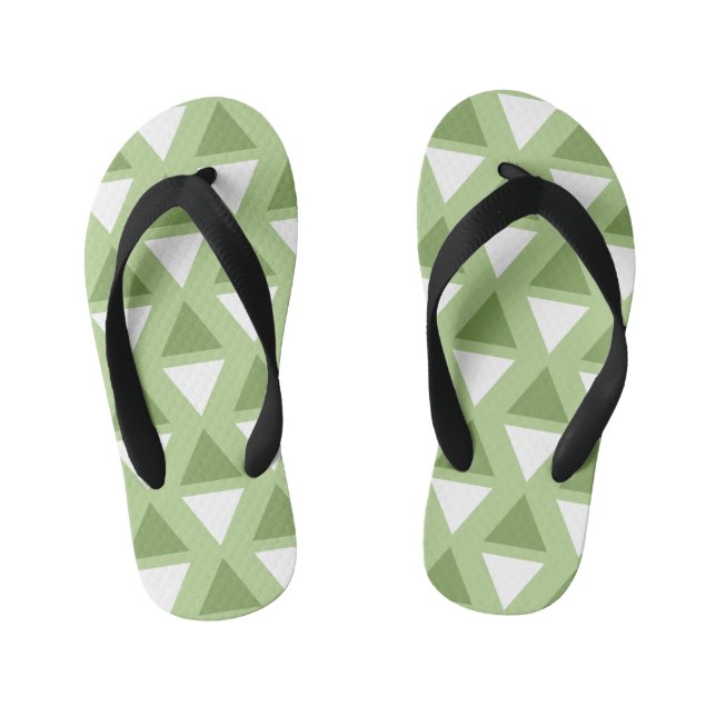Simple pastel green geometric pattern kid's flip flops (Footbed)