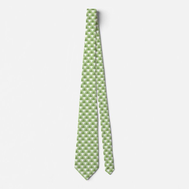 Simple pastel green geometric pattern neck tie (Front)