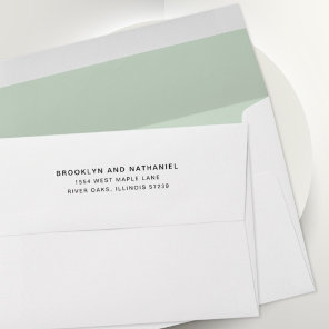 Simple Pastel Green Return Address Lined Envelope