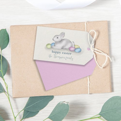 Simple Pastel Happy Easter Bunny Cute Classic Gift Tags