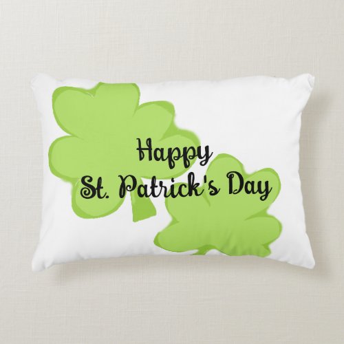 simple pastel Happy St Patricks day shamrocks Accent Pillow