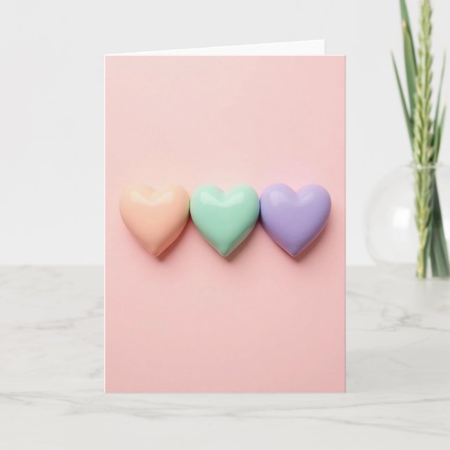 Simple Pastel Heart Trio Card (Front)