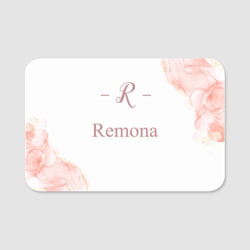   simple pastel pink typographic design name tag