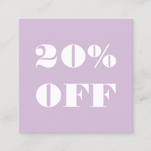 Simple pastel purple bold trendy minimalist modern discount card