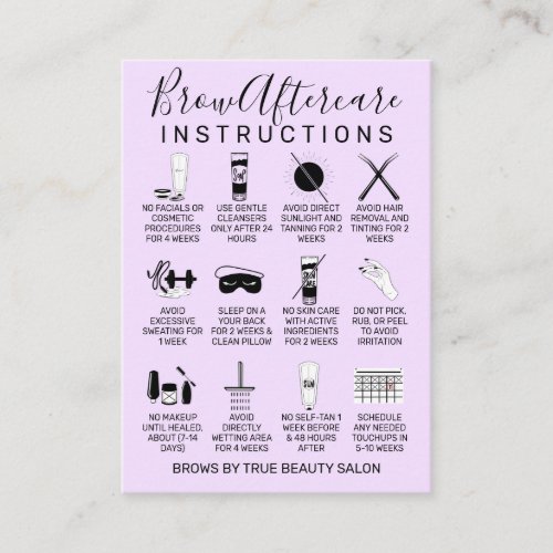 Simple Pastel Purple Brows Aftercare Icon Business Card