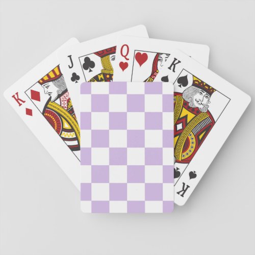 Simple Pastel Purple Lilac  White Checkered    Poker Cards