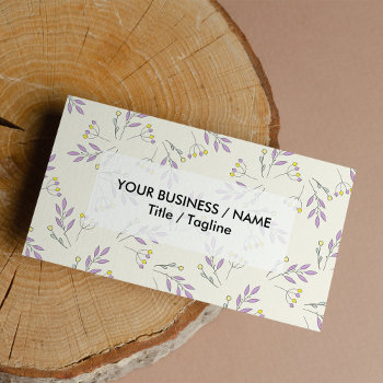Simple Pastel Purple Vintage Botanical Floral Business Card by kicksdesign at Zazzle
