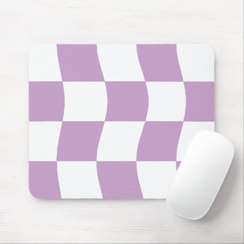 Simple Pastel Purple White Wavy Check Pattern Mouse Pad
