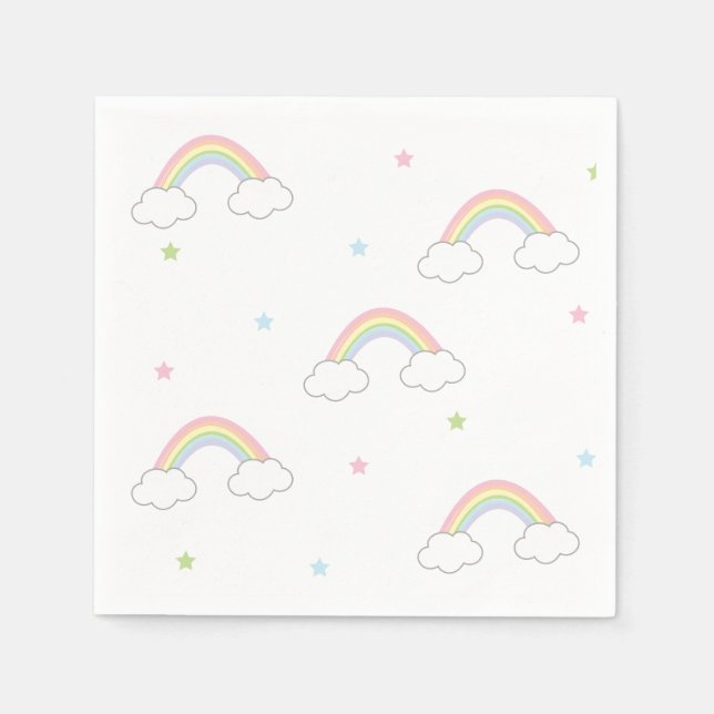 Simple Pastel Rainbow Cake Birthday Napkins (Front)