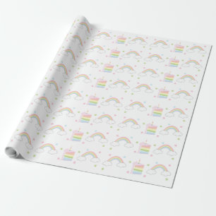Simple Pastel Rainbow Cake Wrapping Paper