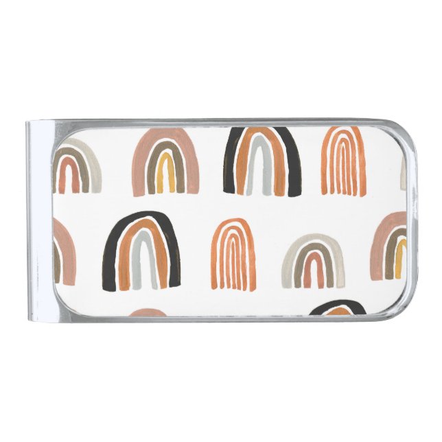 Simple Pastel Rainbow Kids Style Silver Finish Money Clip (Front)