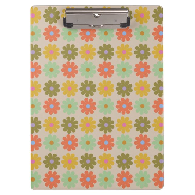 Simple Pastel Vintage Flower Pattern Clipboard (Front)