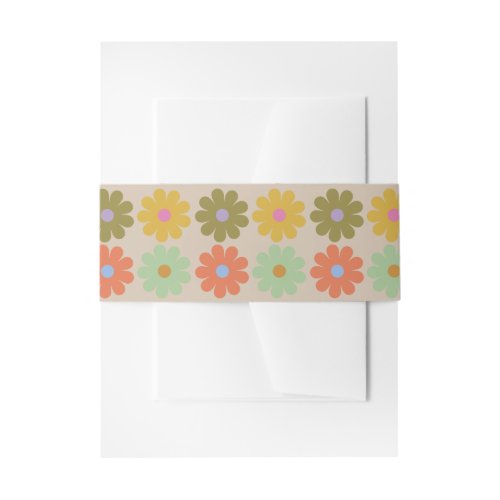 Simple Pastel Vintage Flower Pattern Invitation Belly Band