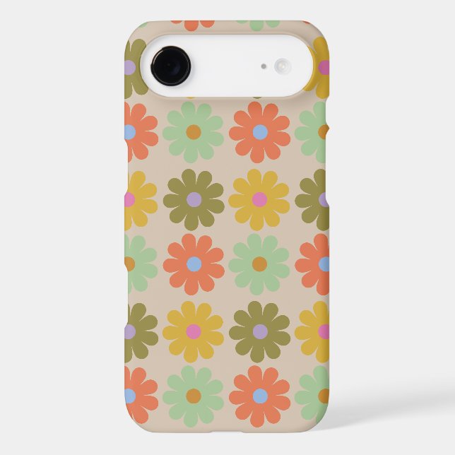 Simple Pastel Vintage Flower Pattern iPhone Case (Back)