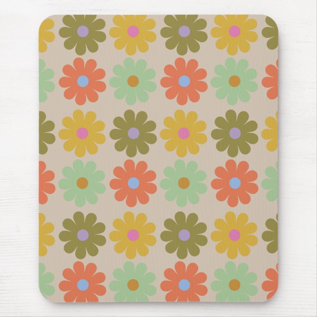 Simple Pastel Vintage Flower Pattern Mouse Pad (Front)