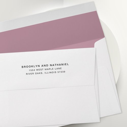 Simple Pastel Violet Return Address Lined Envelope