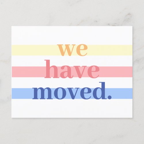 Simple Pastel We Have Moved Announcement Postcard