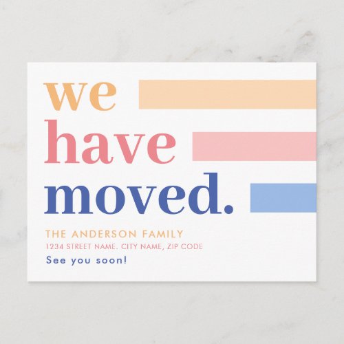 Simple Pastel We have Moved Announcement Postcard