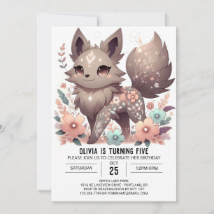 Simple Pastel Wolf Digital Birthday Invitation