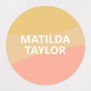 Simple Pastel Yellow Coral Personalized Name Cute Labels