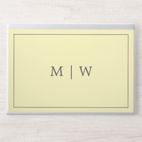 Simple Pastel Yellow Two Initial Monogram Logo HP Laptop Skin